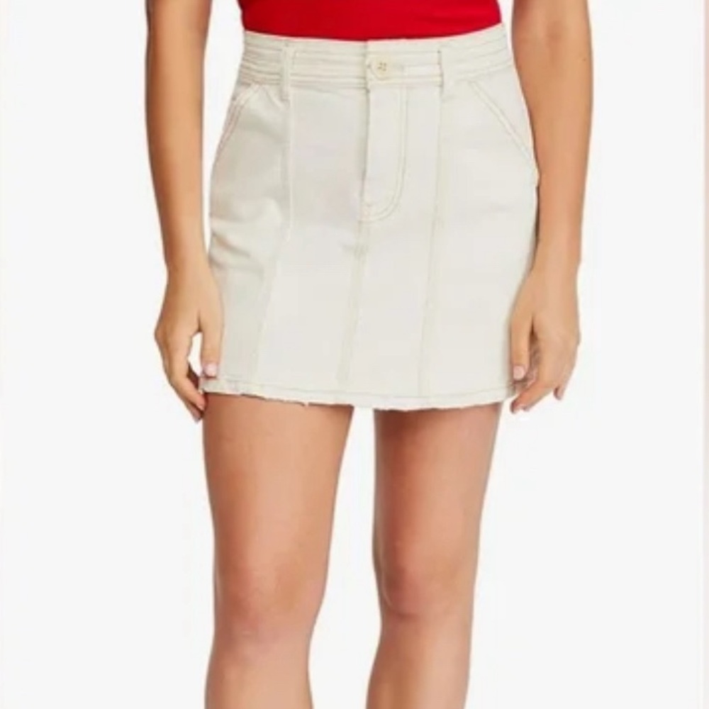 Free People Creme Denim Skirt